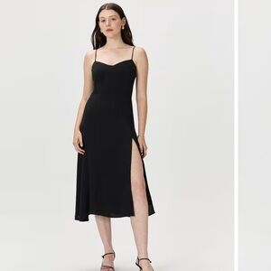 New Quince Washable Viscose Georgette Sweetheart Dress True Black Size XL NWT